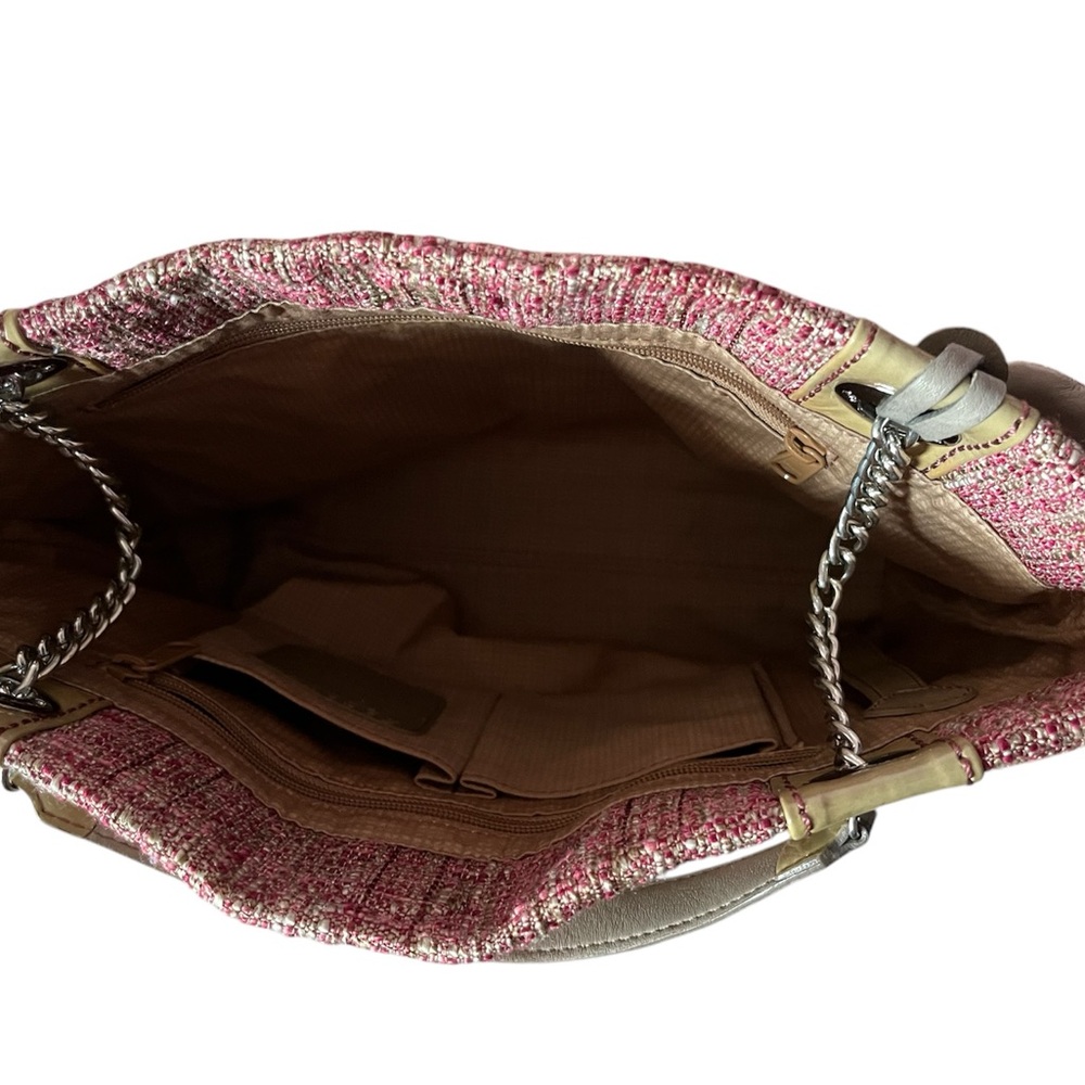 Brighton Tweed Pink and Cream Shoulder Bag with Floral Accent NWOT - Picture 5 of 7
